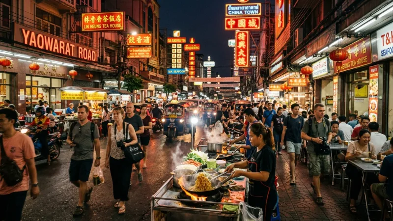 Yaowarat Road Chinatown street food tour Bangkok