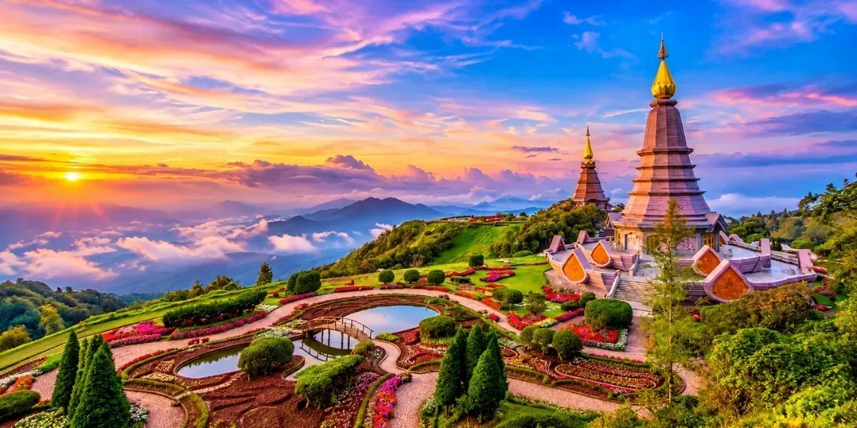Doi Inthanon National Park full-day tour with Twin Royal Pagodas and Wachirathan Waterfall