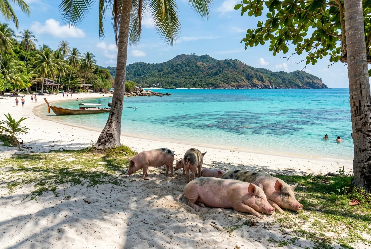Koh Madsum Pig Island and Koh Tan Coral Island half-day speedboat tour with snorkeling