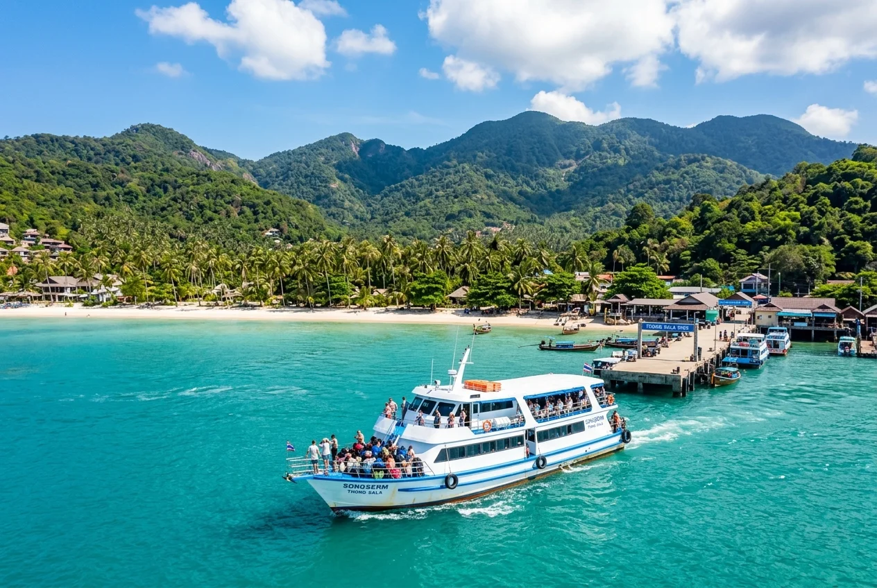 Koh Phangan Island Visit by Ferry with round-trip ferry tickets and private hotel transfers