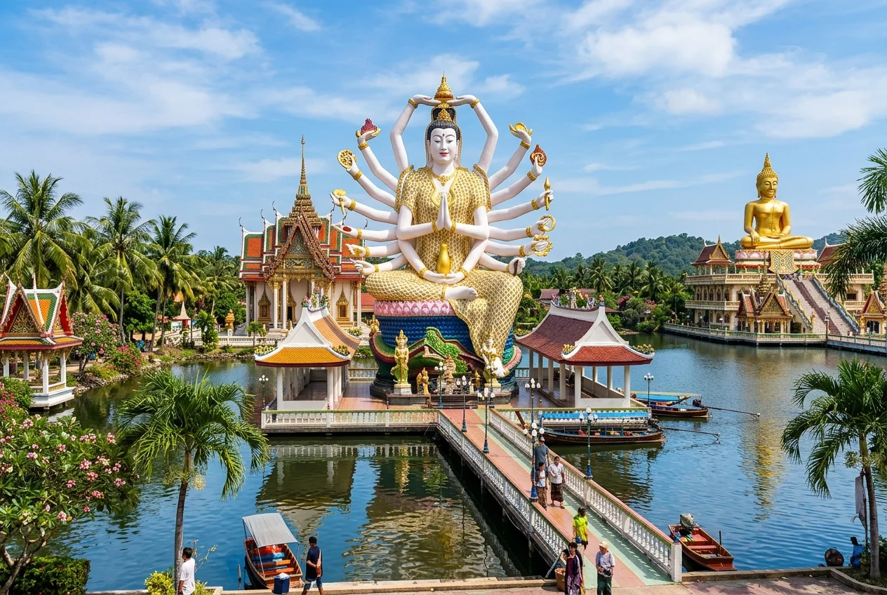 Koh Samui City Tour visiting Big Buddha Temple, Wat Plai Laem, and Hin Ta Hin Yai Rocks