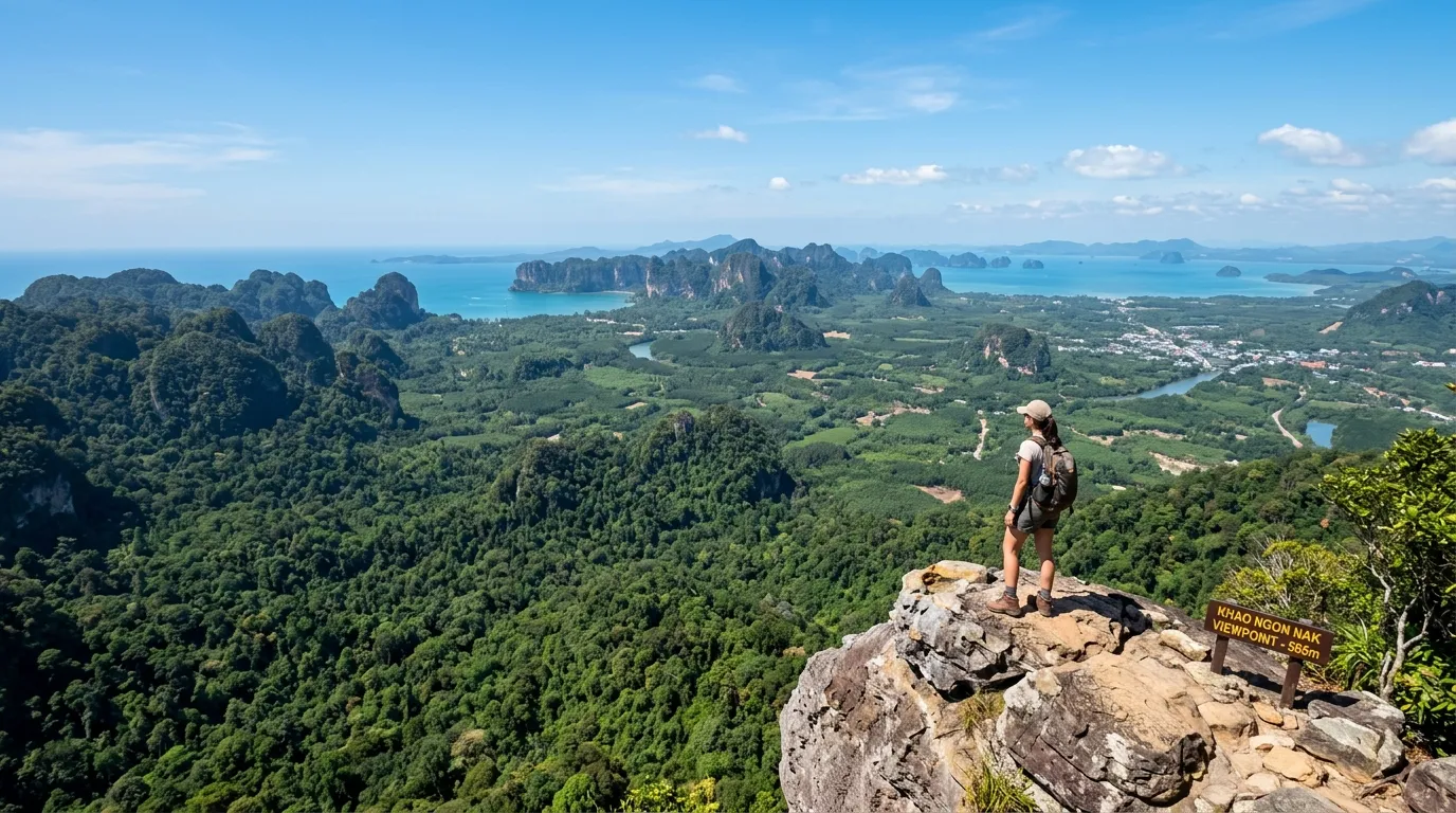 Summit view from Dragon Crest Mountain Khao Ngon Nak viewpoint in Krabi
