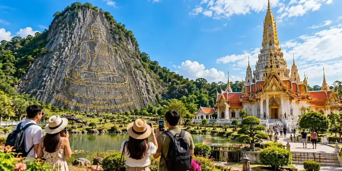 Khao Chi Chan Buddha Mountain laser carving Pattaya