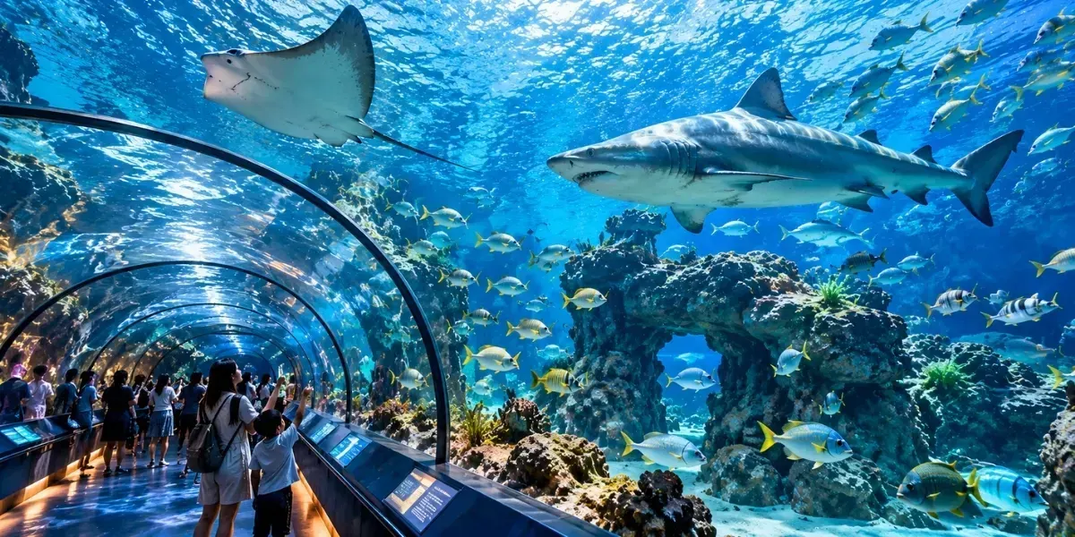 Underwater World Pattaya pedestrian aquarium tunnel
