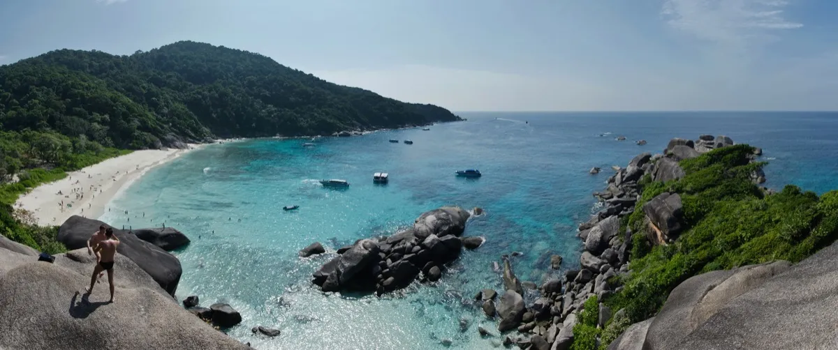 Similan Islands turquoise sea and Sailing Rock viewpoint